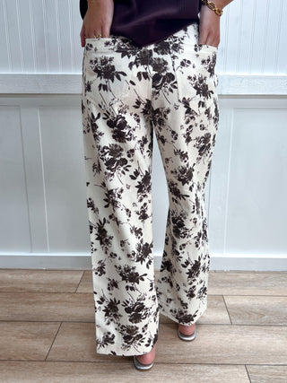 Rue Floral Print Pants-Pants-ENTRO-bottoms,Fall Favorites,FD 09/08/26,NewArrival-The Twisted Chandelier
