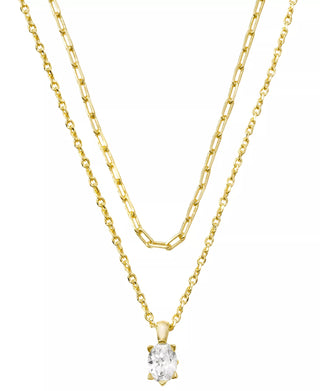 Kendra Scott Cailin Multi Strand Necklace Gold White Crystal-Necklace-Kendra Scott-The Twisted Chandelier