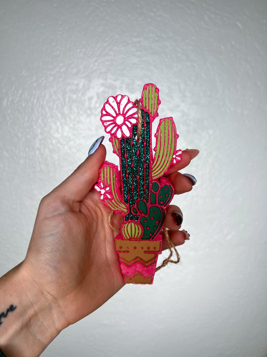 Saguaro Cactus in a Pot Car Freshie-Southern Creek Wholesale-Pink Sugar-The Twisted Chandelier
