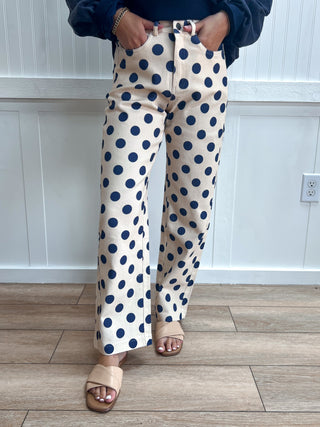 Scout Polka Dot Print Cotton Twill Wide Straight Leg Pants-Pants-Mittoshop-bottoms,FD 08/26/26,NewArrival-The Twisted Chandelier