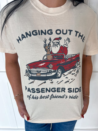 Passenger Side Christmas Graphic Tee-Graphic T-Shirt-Mugsby-BIN A 3,Tops Collection-The Twisted Chandelier