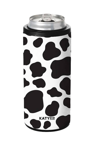Cow Print Slim Can Cooler-Cooler-Katydid-White-The Twisted Chandelier