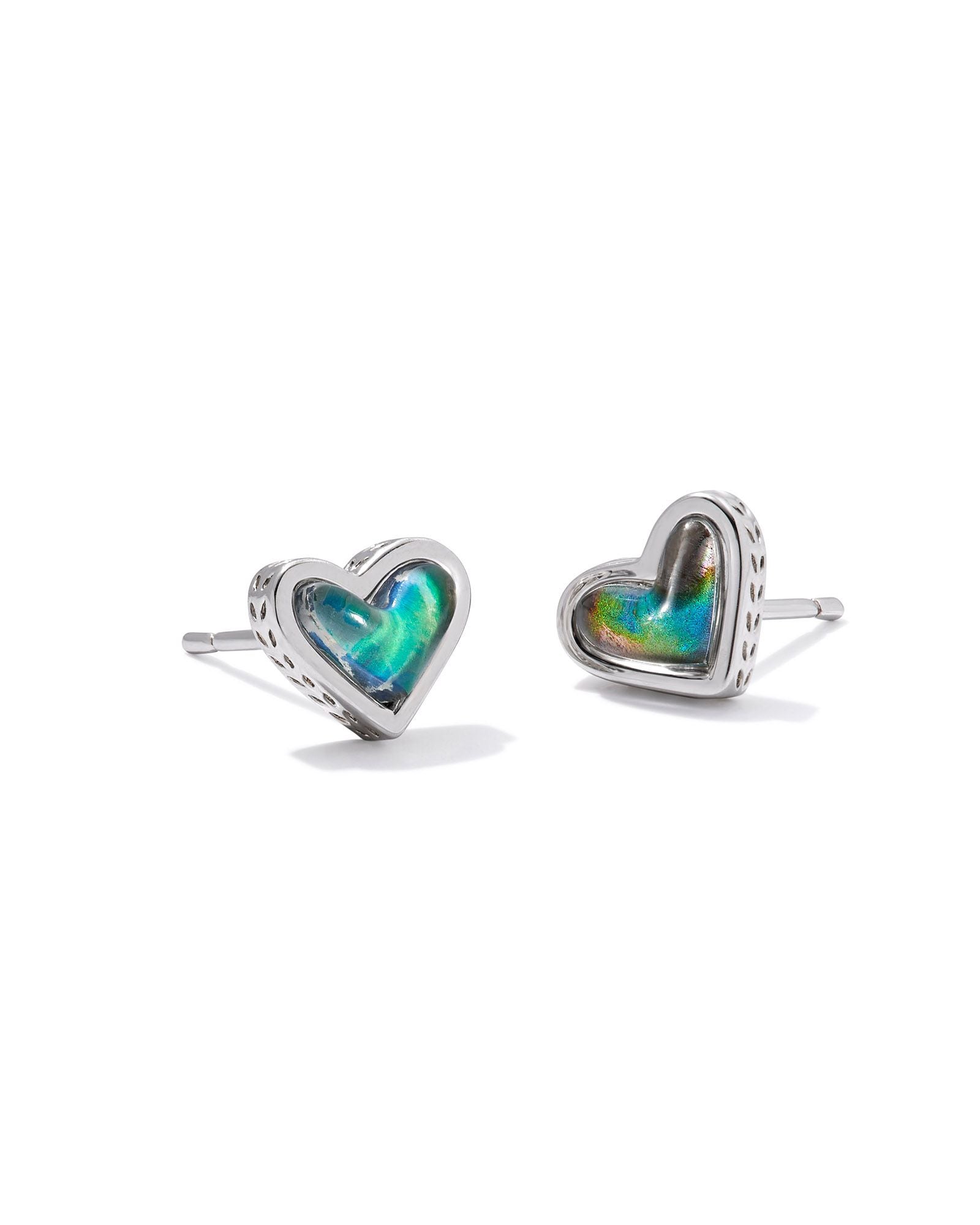 Kendra Scott Framed Ari Heart Stud Earrings Silver Mood Stone-Earrings-Kendra Scott-CR 07/31/24,E00276RHD,FD 07/31/24,Sale Kendra Scott-The Twisted Chandelier