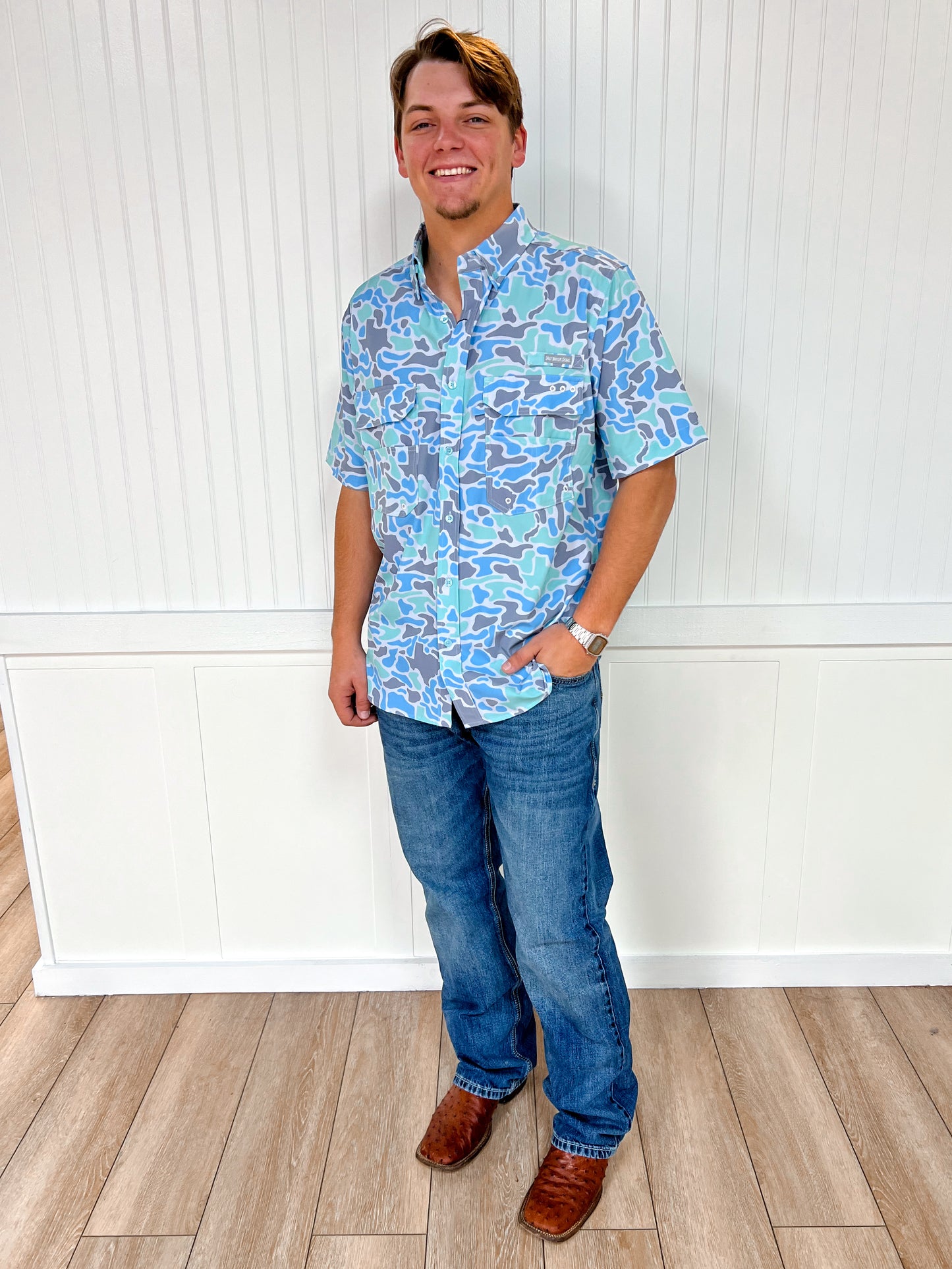 Men's Texas Coastal Camo Fishing Shirt-SALT WATER SOUL-FD 01/23/26,Men's-The Twisted Chandelier