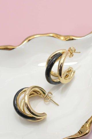 18K Stainless Steel Tarnish Free Enamel Hoop | 40E510-JOSSLYN by wall to wall-The Twisted Chandelier
