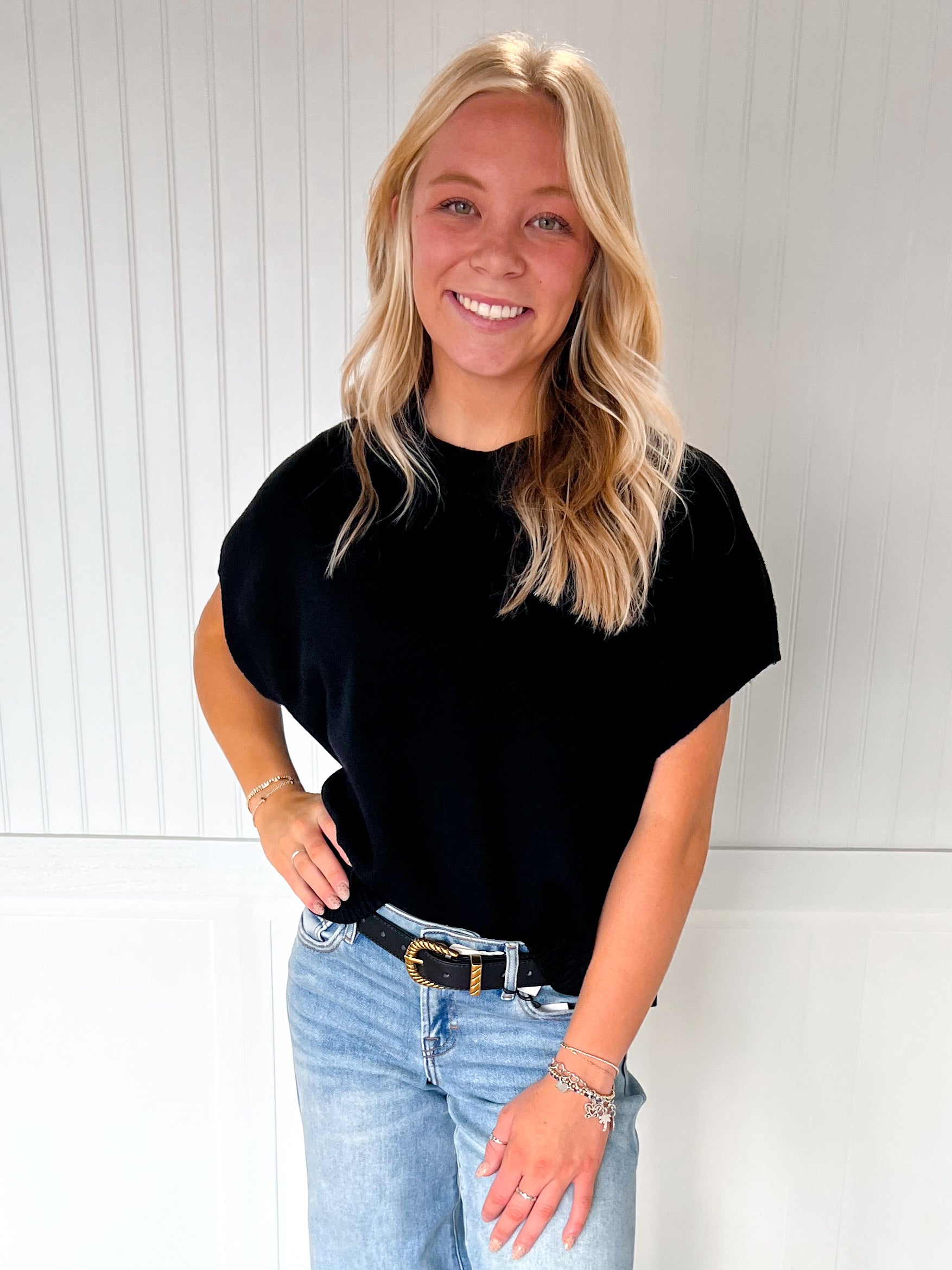 Marcie Dropped Shoulder Sweater Top - Black-PINCH-FD 12/22/25,Tops Collection-The Twisted Chandelier