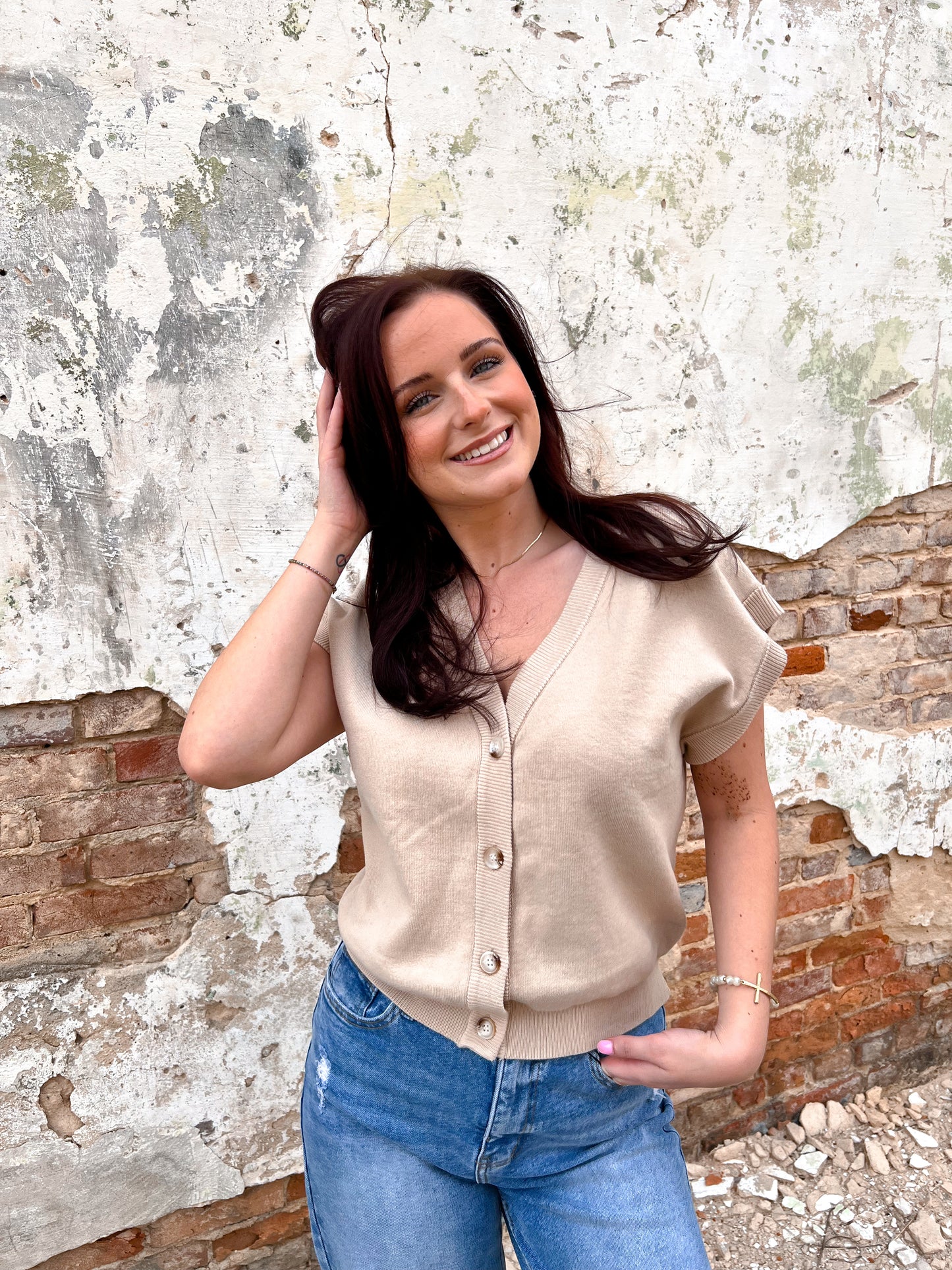 Dannah Multi Way Soft Cotton Button Down Sweater Vest Cardigan-Cardigan-in february-05/14/25,06/30/25,1st md,Bin B5,FD 03/11/25,OGP 57.99,Tops Collection-The Twisted Chandelier