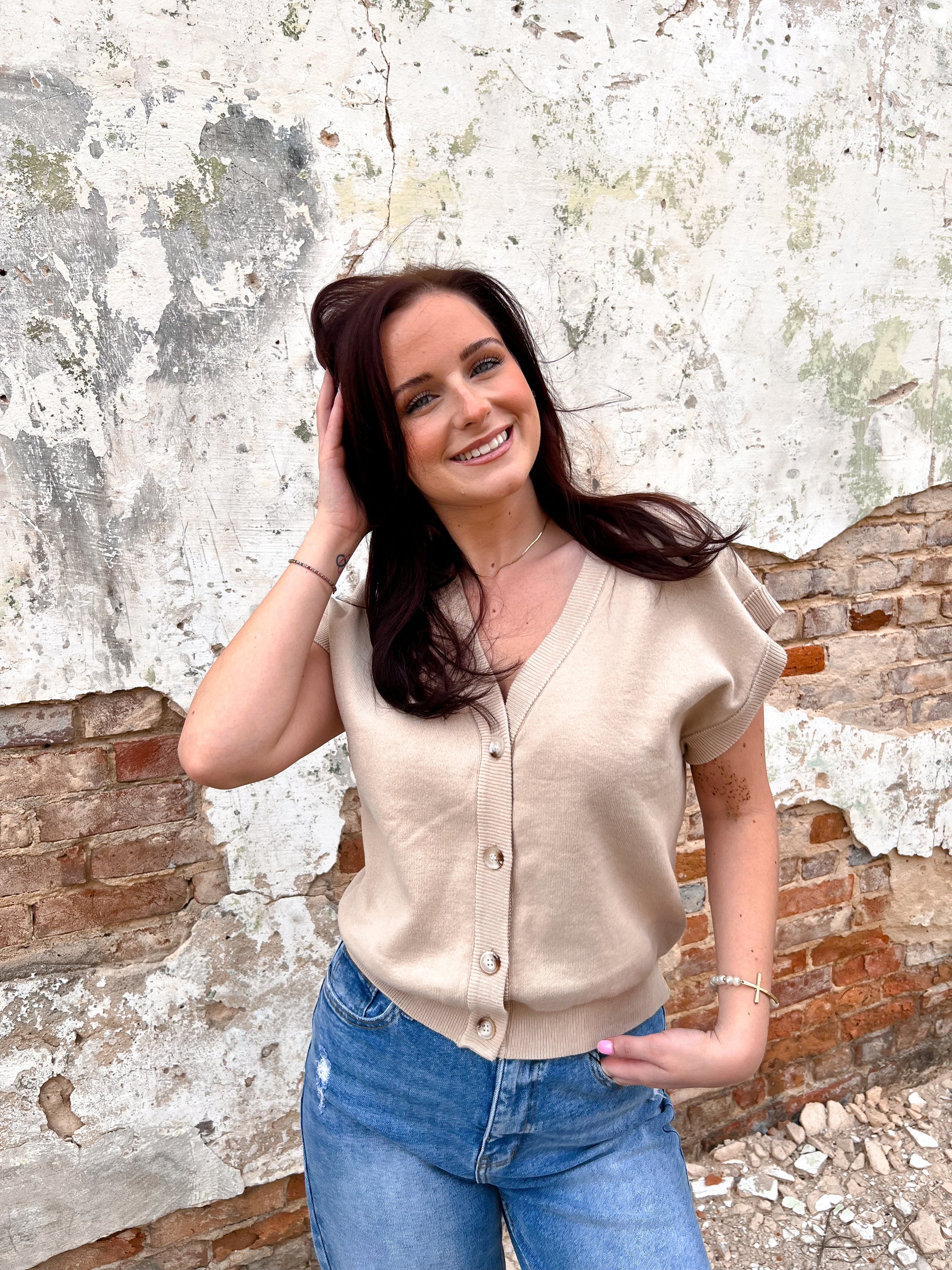 Dannah Multi Way Soft Cotton Button Down Sweater Vest Cardigan-Cardigan-in february-05/14/25,06/30/25,1st md,Bin B5,FD 03/11/25,OGP 57.99,Tops Collection-The Twisted Chandelier