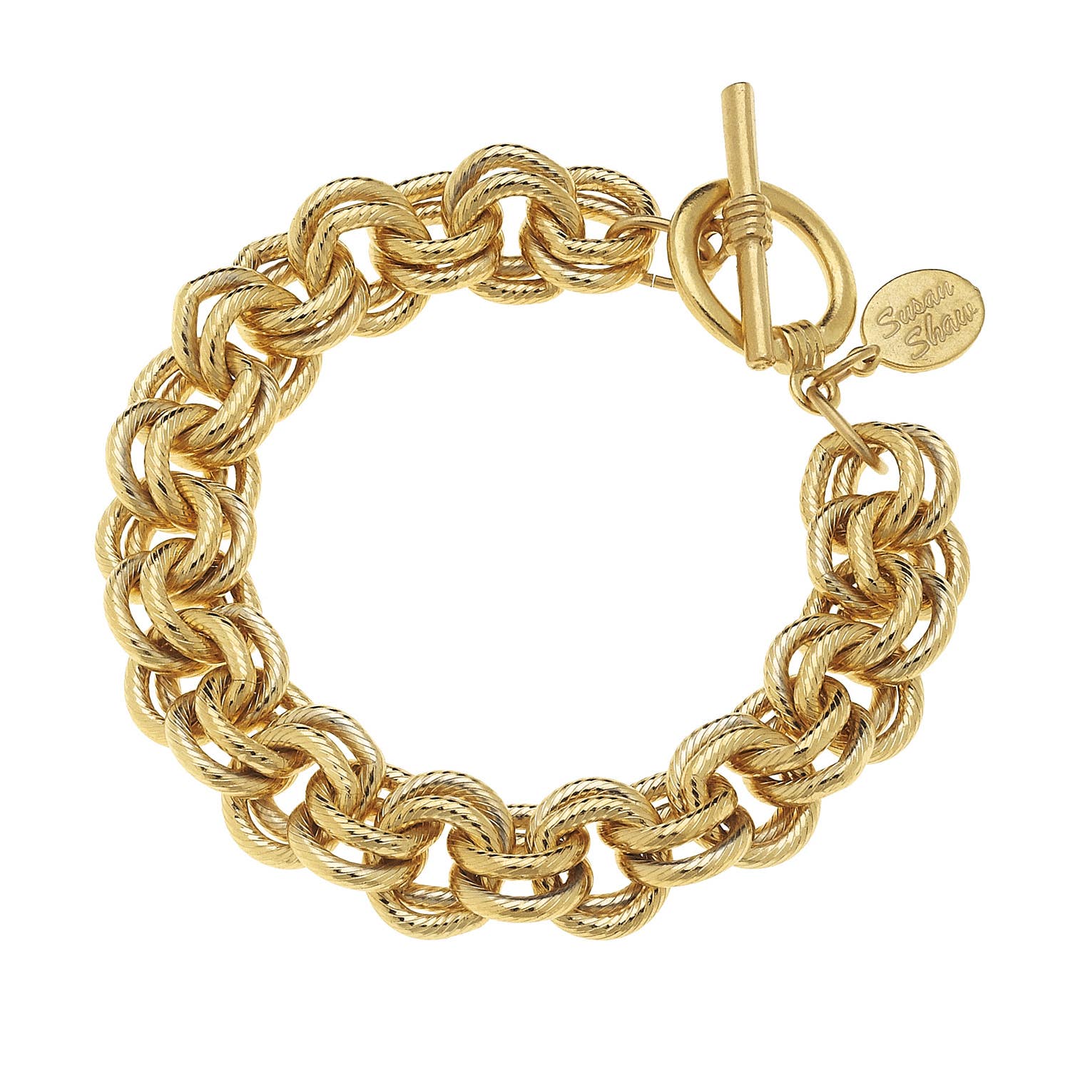 Gold Double Link Chain Bracelet-Susan Shaw-The Twisted Chandelier