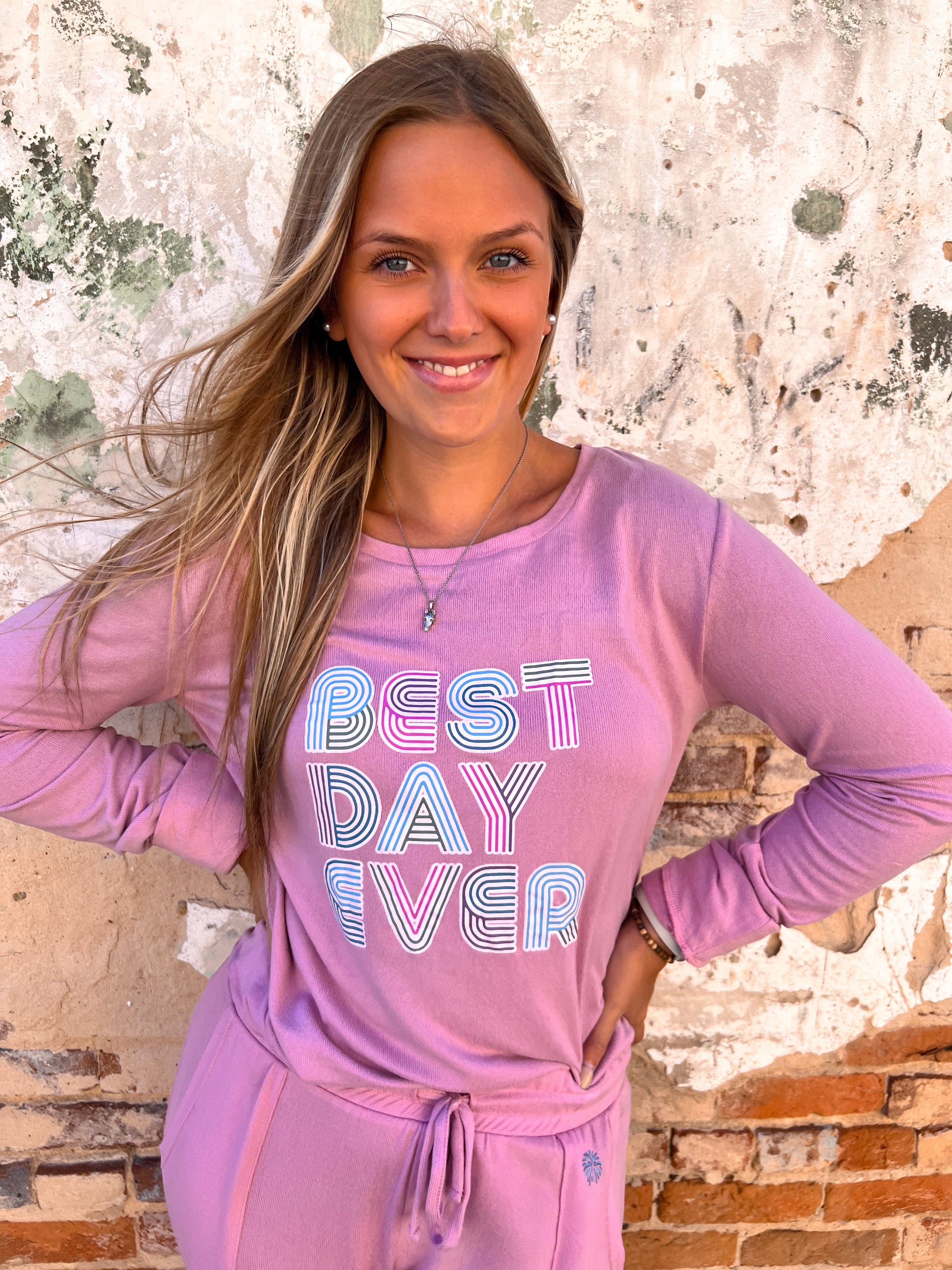Hello Mello Best Day Ever Lounge Sweater-Loungewear-HELLO MELLO-$25 & Under Sale,05/15/24,1st md,BIN D4,JAN2022-The Twisted Chandelier