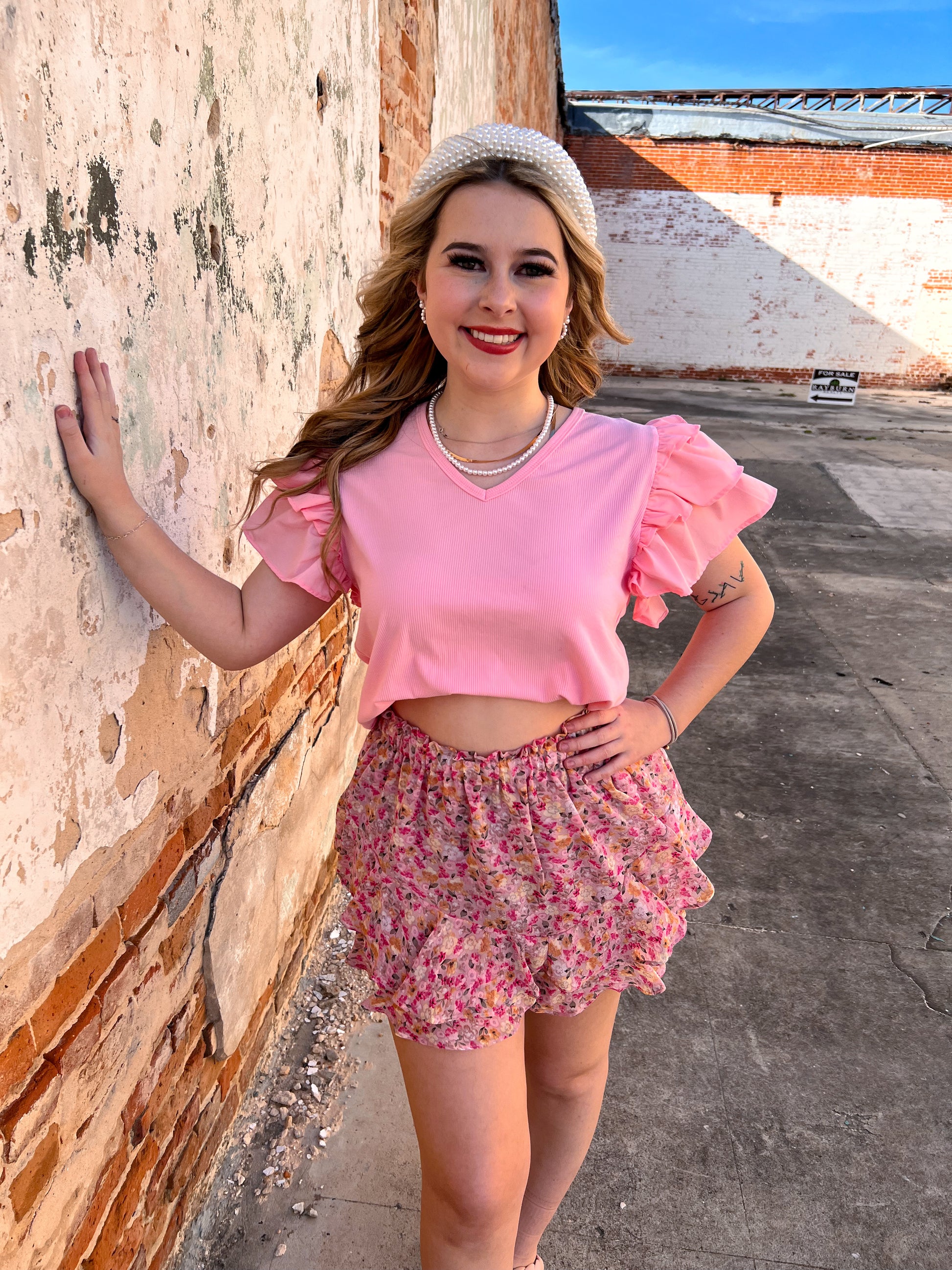 Aurelia Floral Printed Chiffon Skort with Elastic Waist-Skorts-Kori America-06/19/24,1st md,bottoms,Created - 01/15/24,FD JAN 24,Max Retail-The Twisted Chandelier