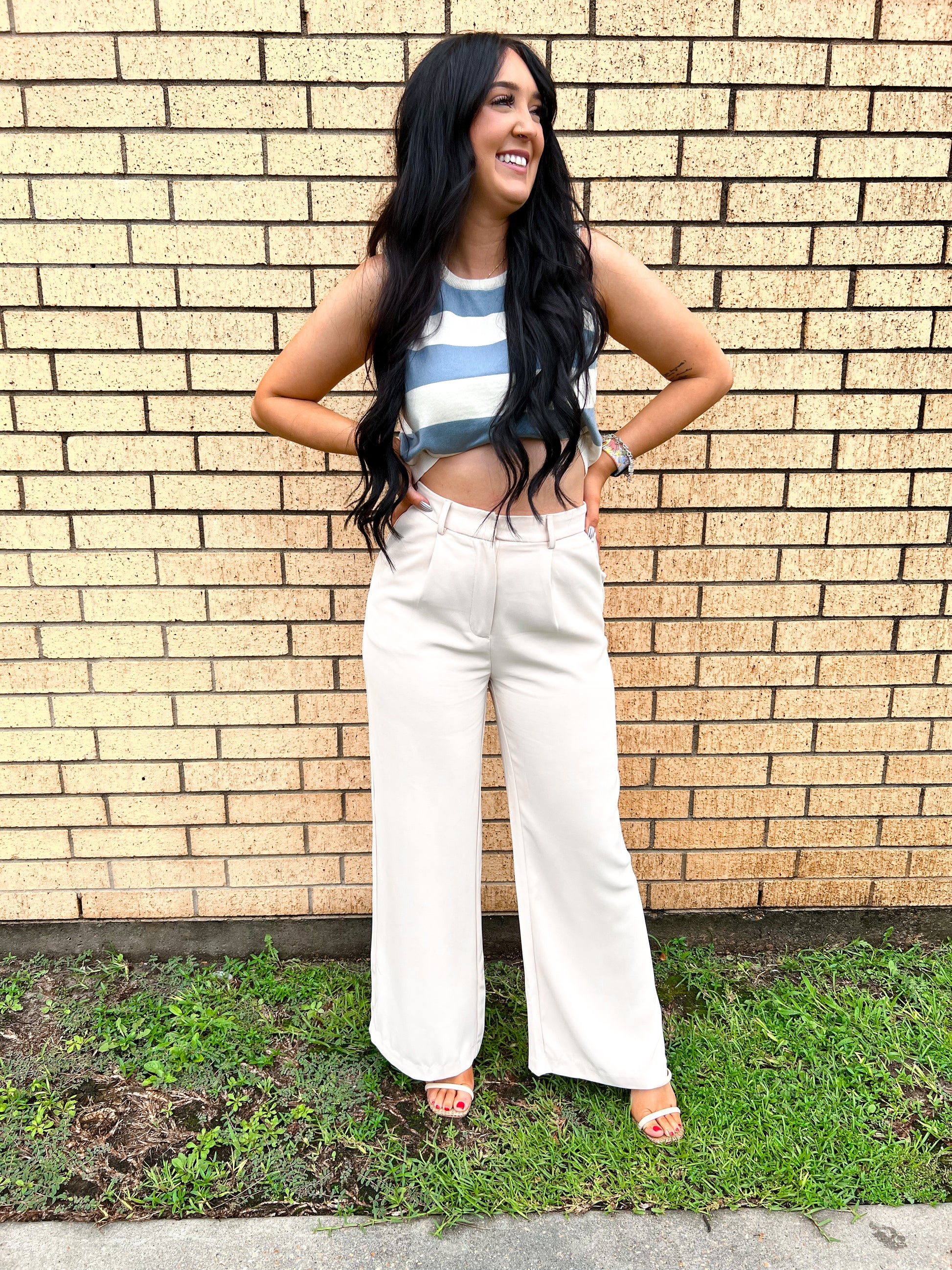 Raella Solid Point Wide Pants - Beige-Pants-Umgee-04/21/25,05/27/24,1st md,bottoms,Max Retail-The Twisted Chandelier