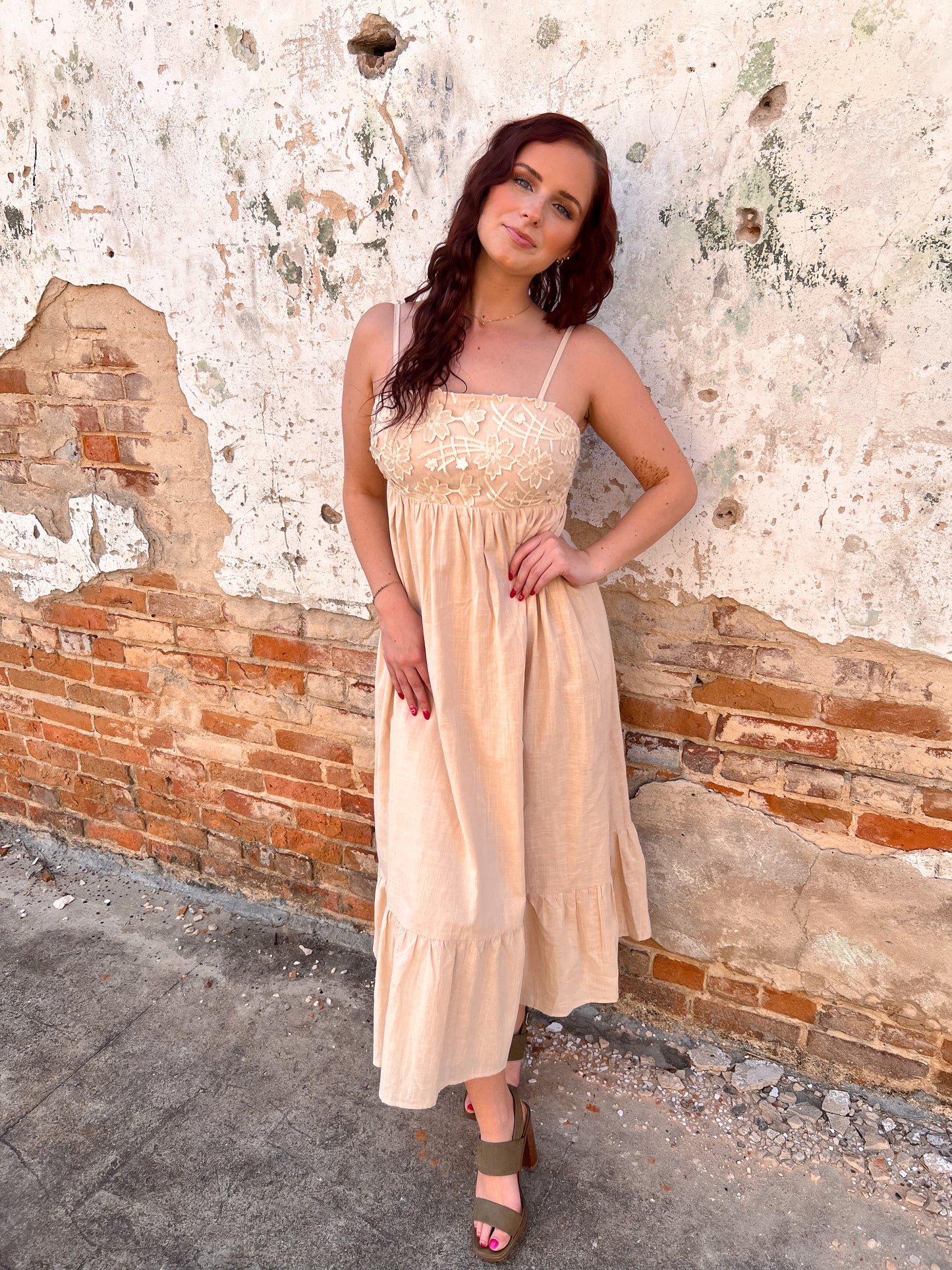 Marla Floral Embroidery Midi Dress With Back Ribbon-Midi Dress-idem ditto-Bin B3,DJR,FD 04/01/25-The Twisted Chandelier