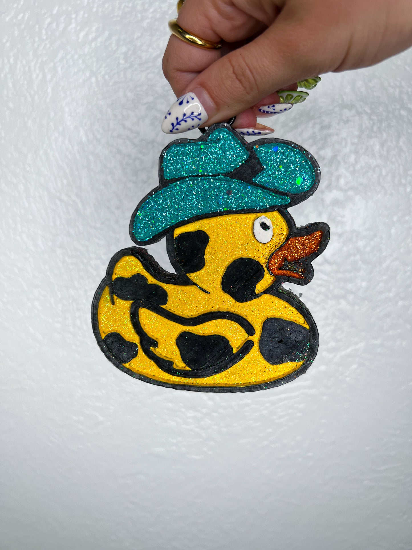 Duck with hat Freshie-Ginger & Lace-Yellow / Black / Teal-Fruit Loop-The Twisted Chandelier
