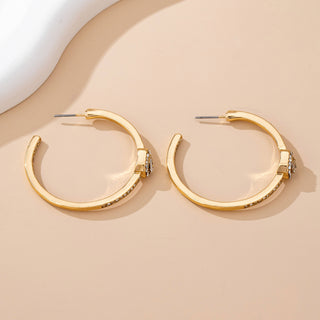 Solitaire Square Crystal Gold Hoop Earrings-JOSSLYN by wall to wall-80E61752-The Twisted Chandelier
