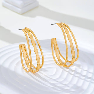 Gold-Tone Triple Layer Hoop Earrings | 80E62339-JOSSLYN by wall to wall-The Twisted Chandelier
