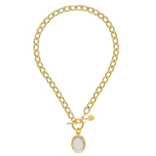 Susan Shaw Mother of Pearl Cabochon Toggle Necklace-Necklace-Susan Shaw-The Twisted Chandelier