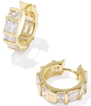 Kendra Scott Jamie Huggie Earrings Gold White Cz-Kendra Scott-E00935GLD-The Twisted Chandelier