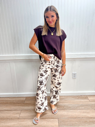 Rue Floral Print Pants-Pants-ENTRO-bottoms,Fall Favorites,FD 09/08/26,NewArrival-The Twisted Chandelier