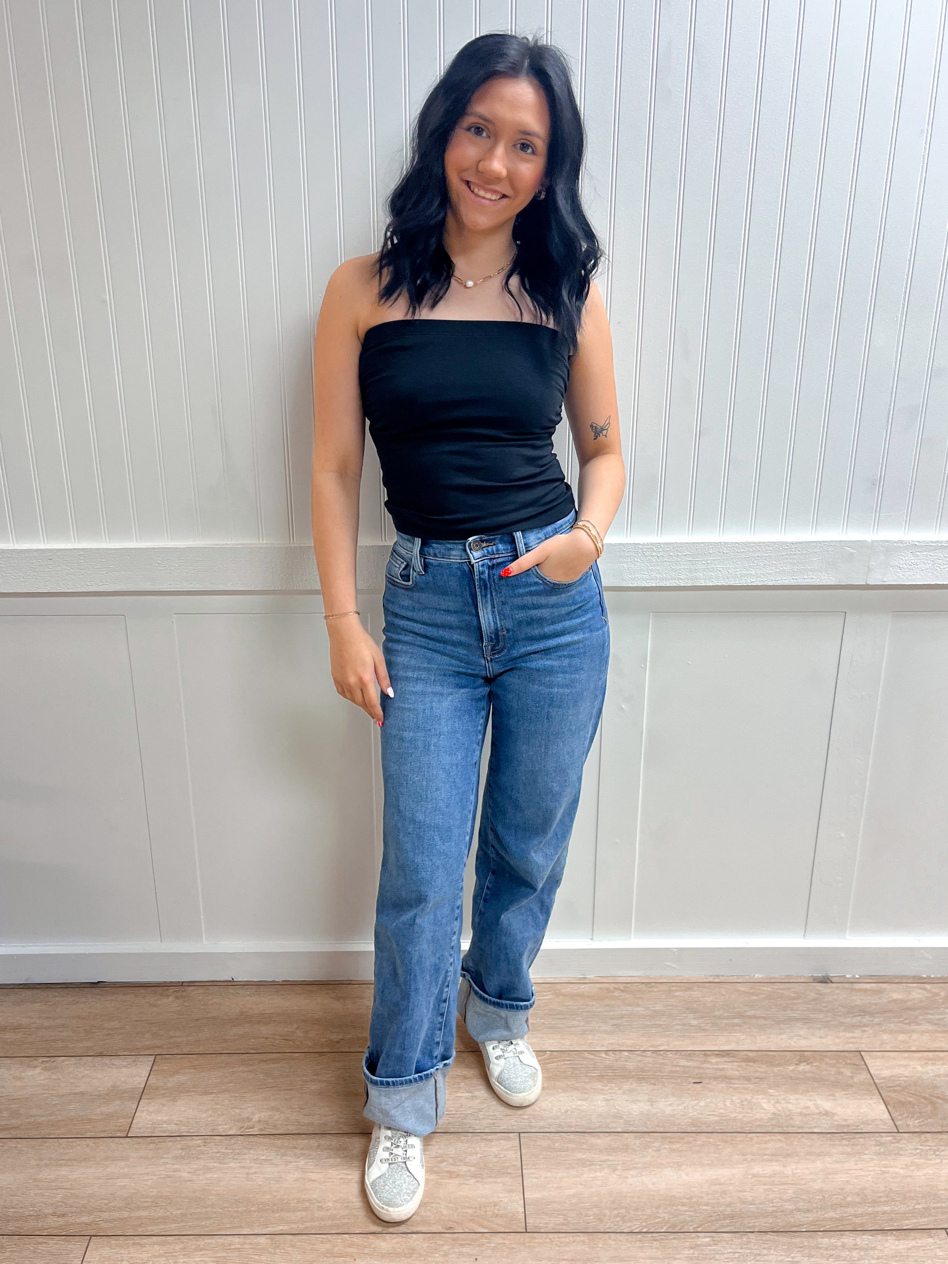 Catherine Cotton Tube Top w/ Built in Bra - Black-Tube Top-Zenana-BIN D4,FD 03/13/26,GT-3014,Tops Collection-The Twisted Chandelier