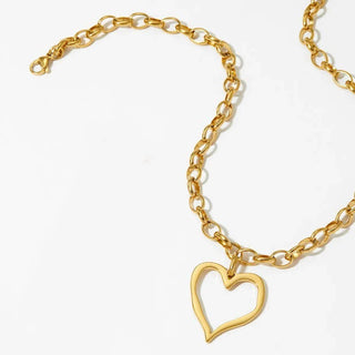 18K STAINLESS STEEL TARNISH FREE HEART NECKLACE | 40NK9564-JOSSLYN by wall to wall-The Twisted Chandelier