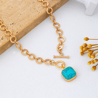 Turquoise-Tone Medallion Toggle Necklace | 80N93042-JOSSLYN by wall to wall-The Twisted Chandelier