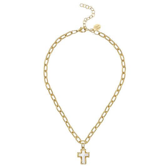 Susan Shaw Mother of Pearl Cross Necklace-Susan Shaw-The Twisted Chandelier