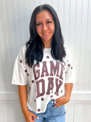 Taylor Gameday Print Top - Maroon-Top-Vanilla Monkey-Fd 8/3/26,gameday,Tops Collection-The Twisted Chandelier