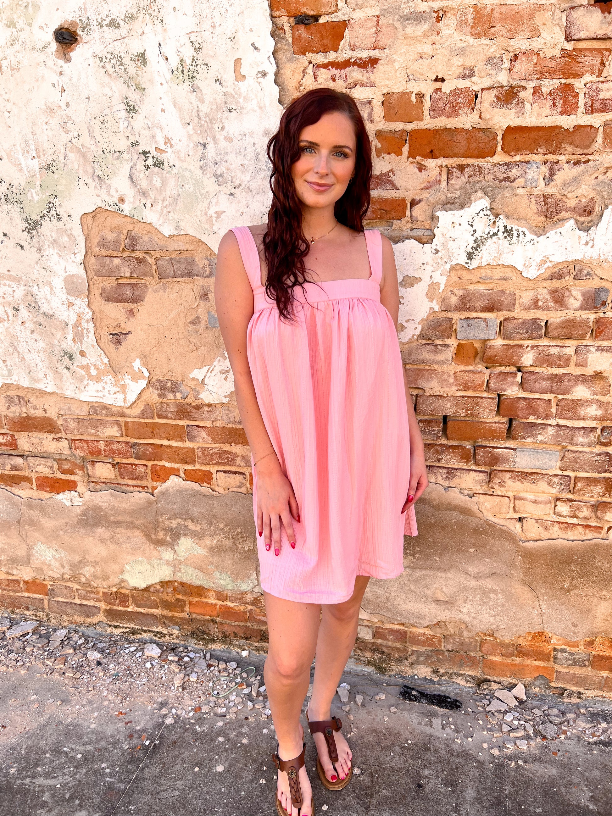 Alannah Crinkled Babydoll Mini Dress With Back Ribbon-Mini Dress-idem ditto-Bin B4,DJR,FD 04/01/25-The Twisted Chandelier