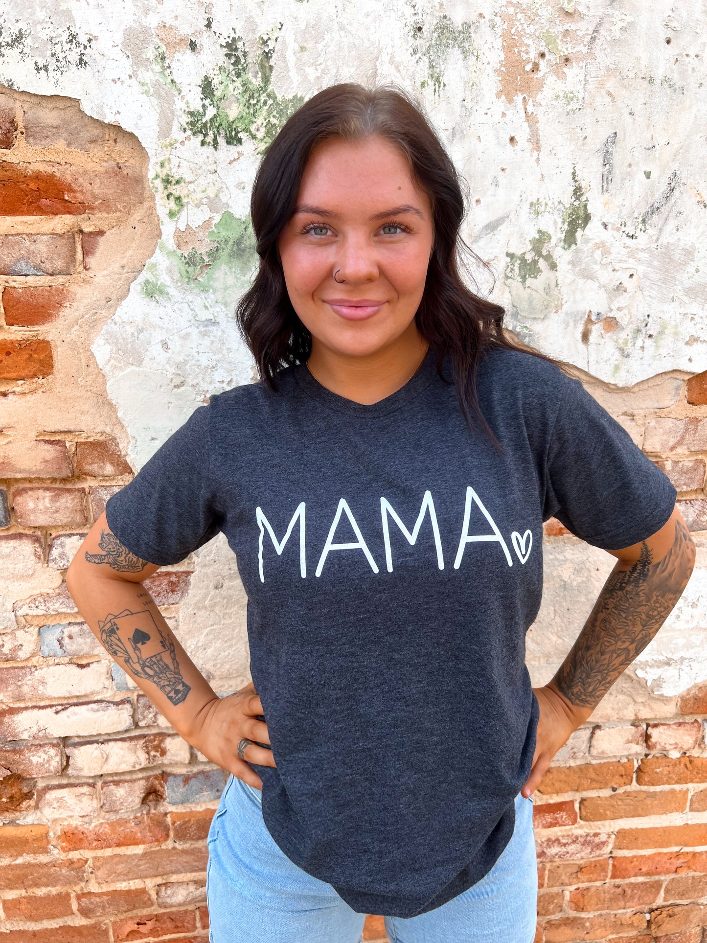 Mama Heart Graphic Tee-Apparel & Accessories-D&E Tees-11/11/24,1st md,FD 05/07/24,Max Retail,Tops Collection-The Twisted Chandelier