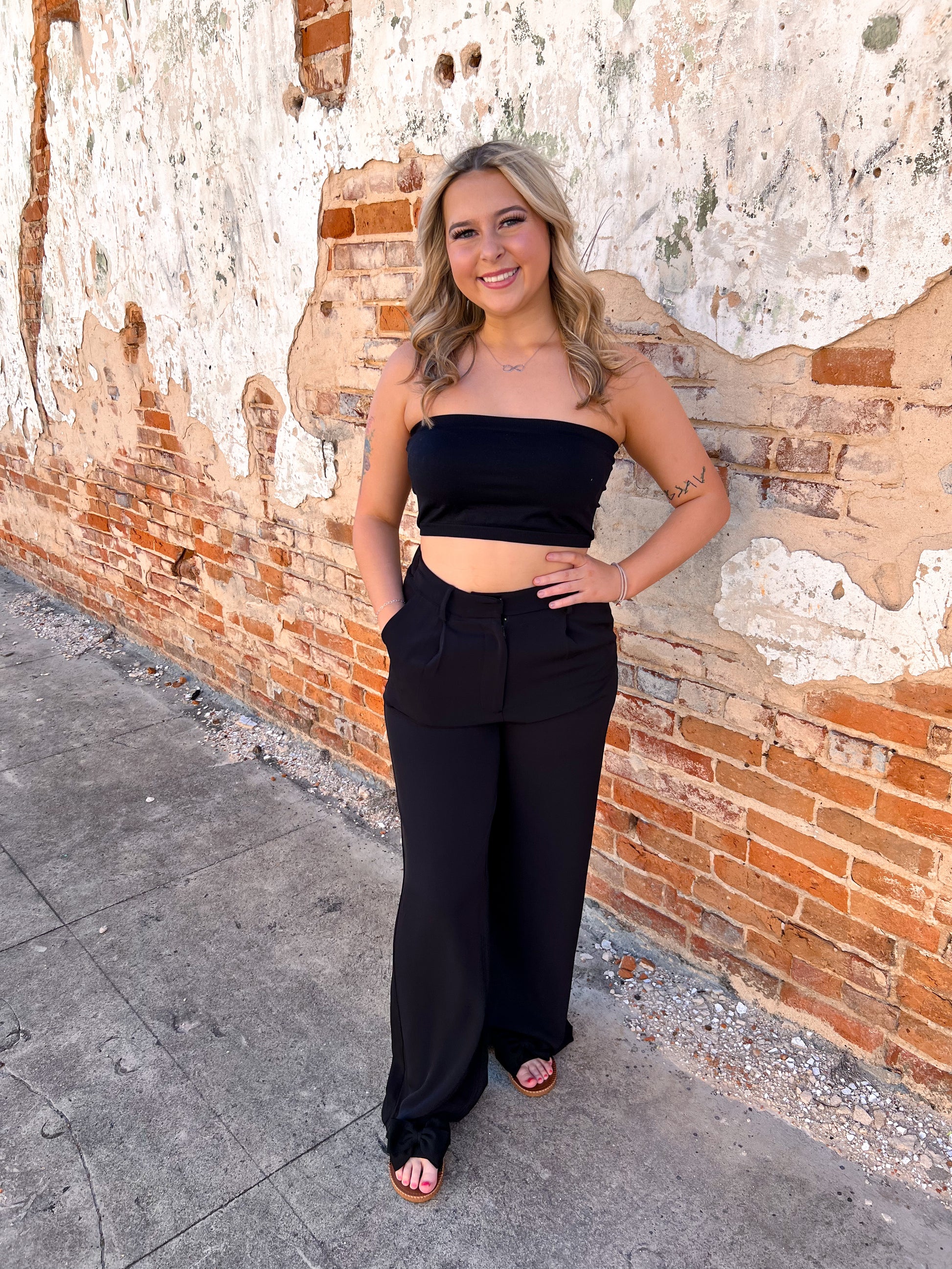 Raella Solid Point Wide Pants - Black-Pants-Umgee-04/21/25,05/27/24,1st md,Bin D1,bottoms,Max Retail-The Twisted Chandelier