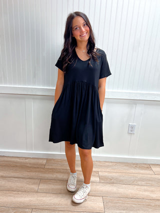 Lennox Solid Dress with Ruffles and Side Pocket-Dress-HEIMISH-DJR-The Twisted Chandelier