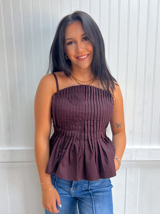 Cleo Solid Pleated Cami Top-Top-Entro-Fall Favorites,FD 08/14/26,NewArrival,Tops Collection-The Twisted Chandelier