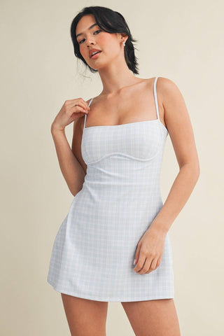 Finley Plaid Print Sweetheart Dress-Dress-KIMBERLY C-DJR-Small-Blue-The Twisted Chandelier