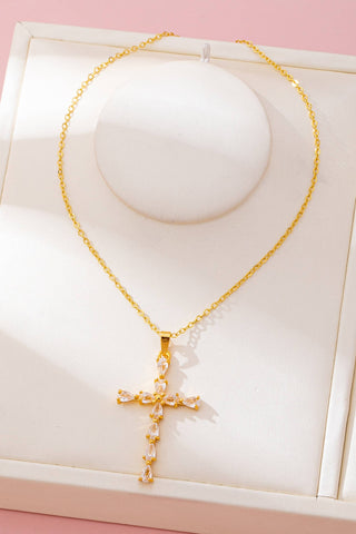Rainbow Crystal Cross Pendant Necklace-JOSSLYN by wall to wall-80N92816-The Twisted Chandelier
