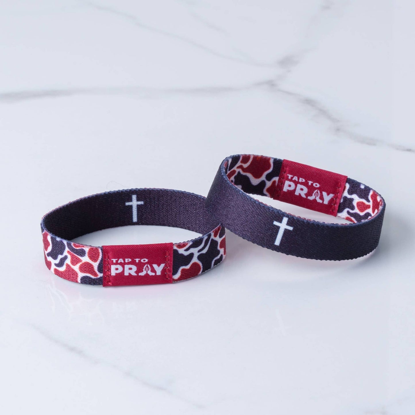 Tap To Pray™ Wristbands - Team Camo - Maroon & Black-Versible-The Twisted Chandelier