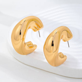 Bold Gold-Tone Chunky Dome Crescent Hoop Earrings | 80E62230-JOSSLYN by wall to wall-The Twisted Chandelier