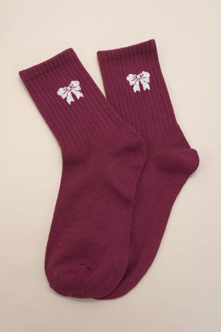BOW HALF CREW THROWBACK SOCKS | 40S02057-JOSSLYN by wall to wall-Wine-The Twisted Chandelier