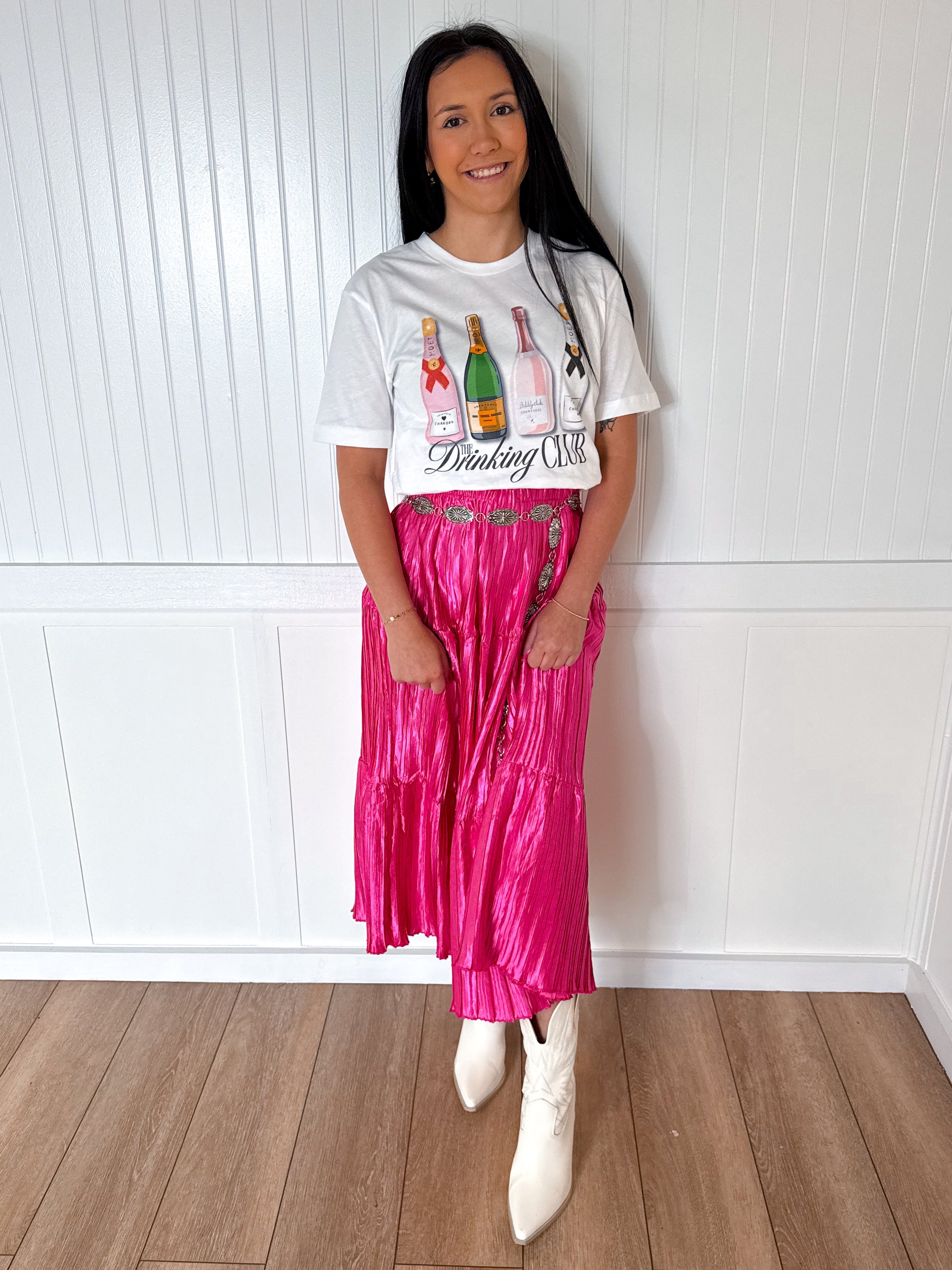 Kendall Pleated Skirt - Pink-Dresses-Southern Grace Wholesale-06/24/25,1st md,BIN A5,DJR,FD 01/07/25-The Twisted Chandelier