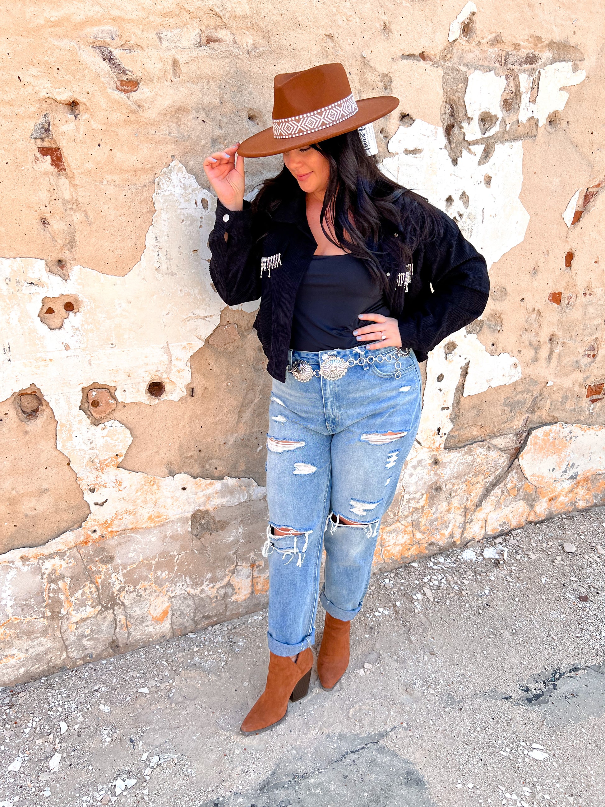 Natalie Rhinestone Cropped Jacket - Black-Jacket-Andree-Max Retail,Tops Collection,western & concert-The Twisted Chandelier