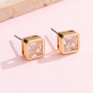 Rhinestone Bezel Square Round Stud Earring-JOSSLYN by wall to wall-40E467-The Twisted Chandelier