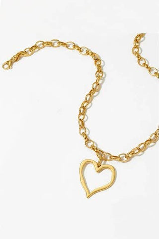 18K STAINLESS STEEL TARNISH FREE HEART NECKLACE | 40NK9564-JOSSLYN by wall to wall-The Twisted Chandelier