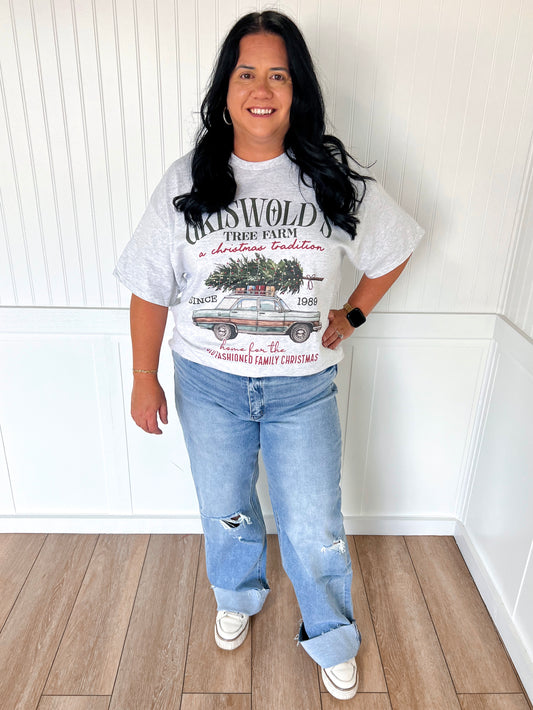 Griswold's Tree Farm Christmas T-Shirt-Graphic T-Shirt-Spirit+Tribe-BIN A 3,Christmas tote ct1,FD 12/03/24,Tops Collection-The Twisted Chandelier