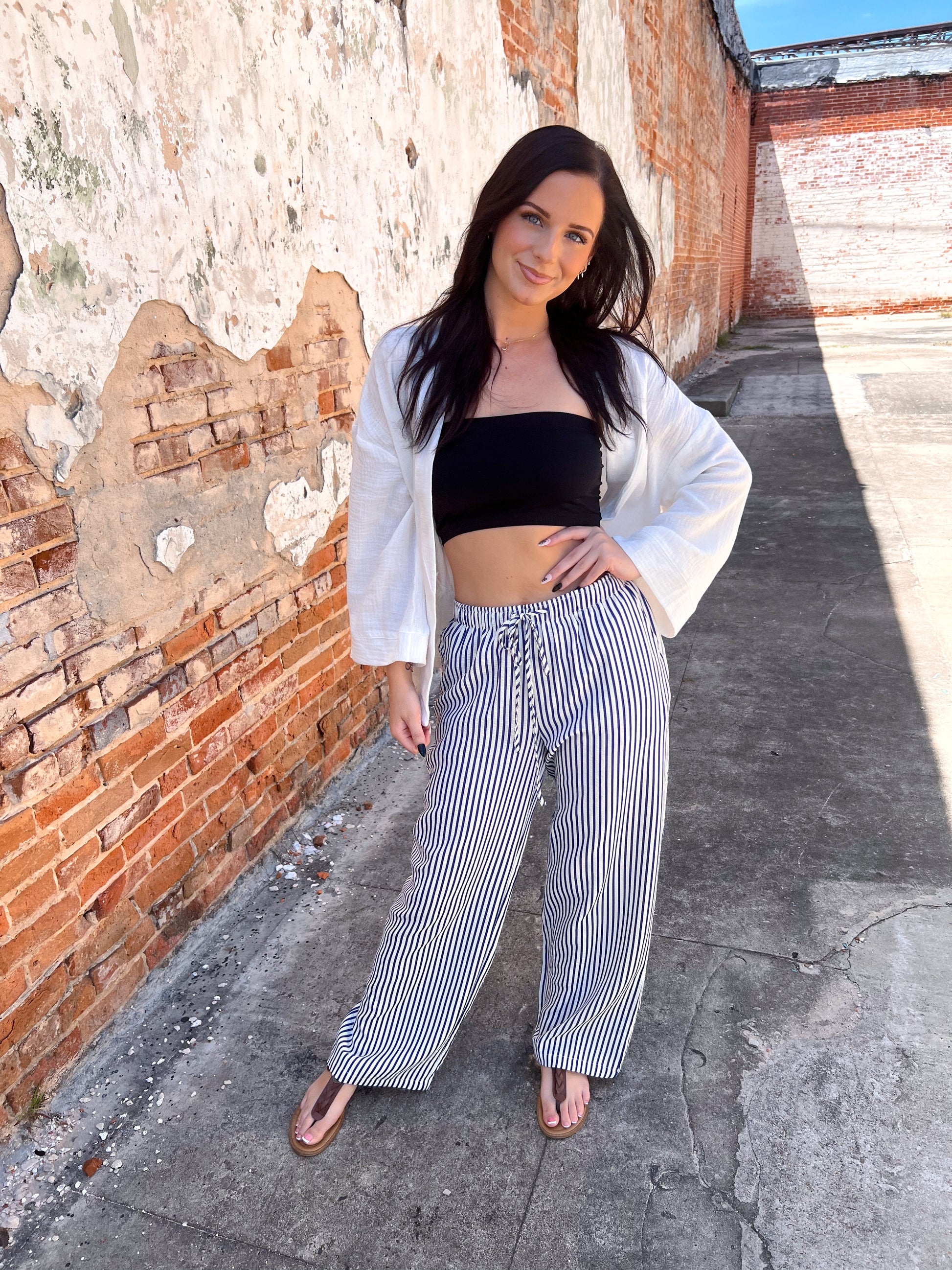 Ariel Yarndye Stripe Easy Pants-Pants-Peach Love California-BIN D3,bottoms,FD 06/10/25-The Twisted Chandelier