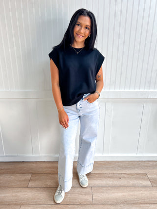 Tinsley Solid Cap Sleeve Crew Neck Pullover Top-Top-ENTRO-FD 06/12/26,Tops Collection-The Twisted Chandelier