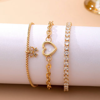 Multi-Layer Rhinestone Heart Chain Bracelet-JOSSLYN by wall to wall-80B1661-The Twisted Chandelier