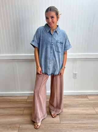 Blythe Mineral Washed Chambray Oversized Shirt Top-Top-VERY J-Fall Favorites,FD 08/25/26,NewArrival,NT12493,Tops Collection-The Twisted Chandelier
