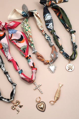 Handcrafted Scarf Interchangeable Charm Necklace-JOSSLYN by wall to wall-The Twisted Chandelier