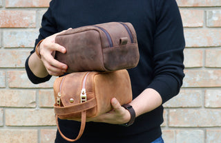 Leather Dopp Kit & Toiletry Bag-Bag-Luxe Range Leather-Brandable,Men's-The Twisted Chandelier