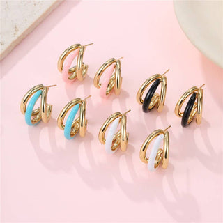 18K Stainless Steel Tarnish Free Enamel Hoop | 40E510-JOSSLYN by wall to wall-The Twisted Chandelier